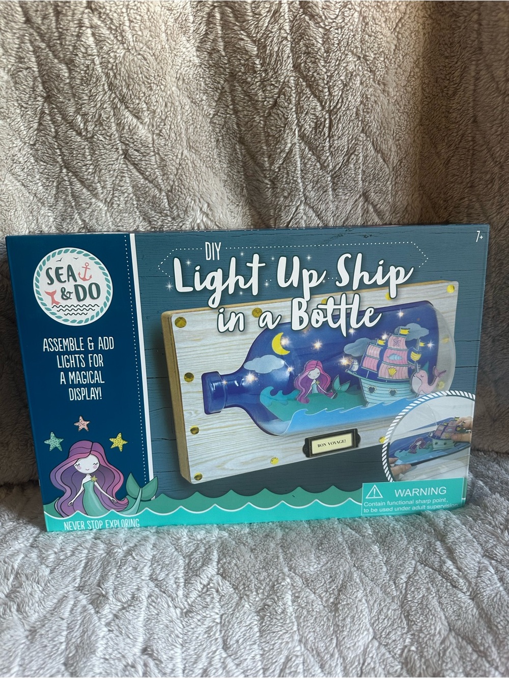 DIY Light Up Ship in a Bottle Craft Kit - Blue